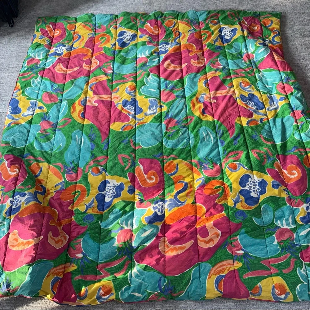 Vtg Ralph Lauren Costa Paradiso Queen Duvet Comforter Cotton Colorful Floral 90s